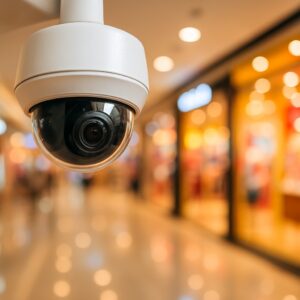 Caméra de surveillance dans un centre commercial